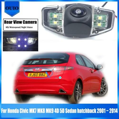 CCD HD Rear View Camera For Honda Civic MK7 MK8 MK9 4D 5D Sedan hatchback 2001 ~ 2014 BackUp Reverse Camera License Plate Camera