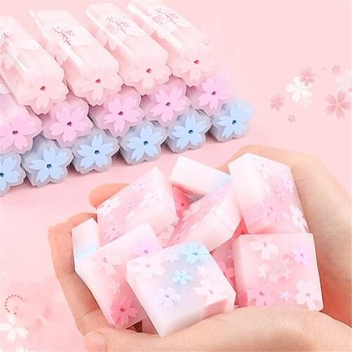 1pc Kawaii Cherry Blossom Erasers Sakura Wipe Clean Correction Tools Kids Toys School Office Supplies Japanese Stationery