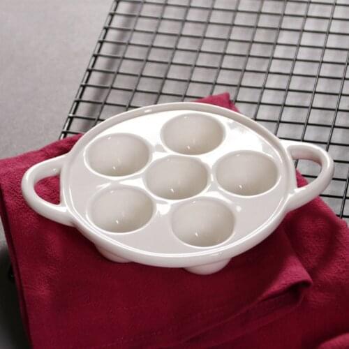 Ceramic Escargot Plate Snail Dish Conch Baking Tray Sub-Packing Dish With Handle Kitchen Gadget Bakeware