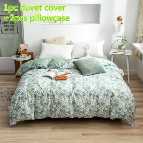 Florals duvet cover sets cotton flowers quilt cover single double queen king bedding sets 2pc pillowcase green comforter cover