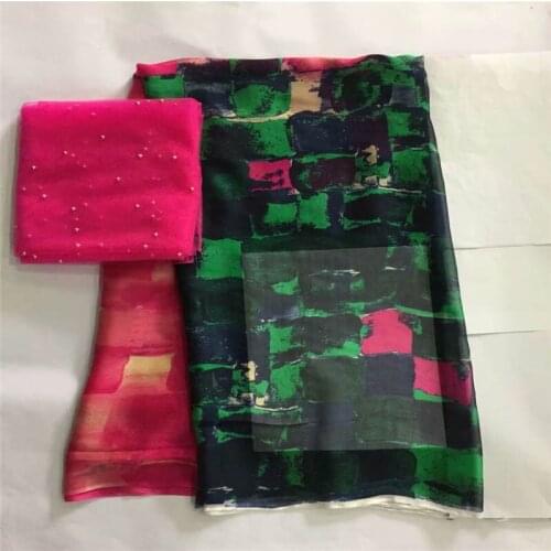 LX!New fashion African 100% silk chiffon floral printed fabric,for ladies dress soft and comfortable printed silk fabric! F32427