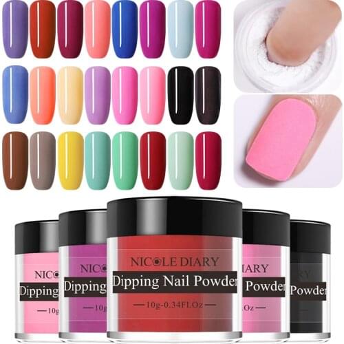 NICOLE DIARY 10g Dipping Nail Glitter Set Nail Powder Base Top Activator Dipping Chrome Dust Polish Pigment Decoration