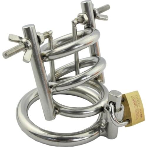 Stainless steel Male metal penis cage Birds chastity device with with Urethral Catheter cock ring locking CB6000 sex toy for men