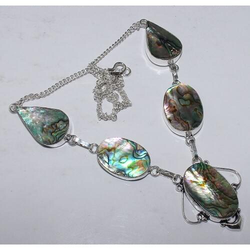 Abalone Shell Necklace Silver Overlay over Copper, 47..5cm, N1698