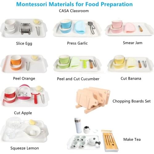 Package of Food Preparation Materials for CASA Classroom Montessori Resources Kids Basic Life Skill Learning Tools