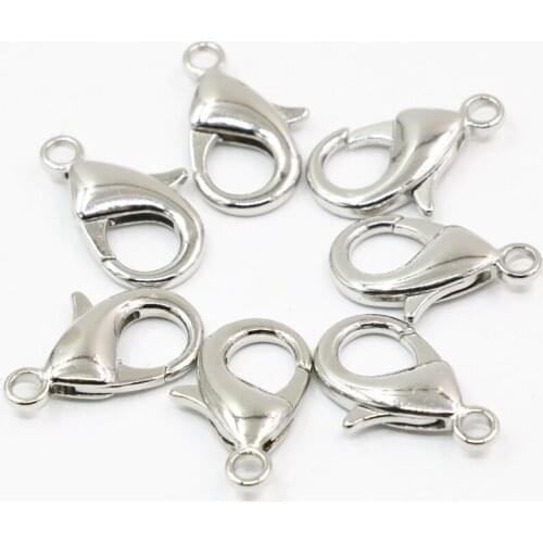 Simple style 5pcs copper siliver-color lobster clasp hooks clasps for necklace bracelet 15x23mm jewel for women party gift B3467