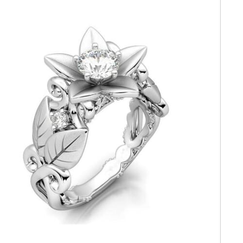 Luxury Jewelry 925 Silver Filled AAA Cubic Zirconia Flower CZ Party Women Wedding Band Ring For Lovers' Gift With Box