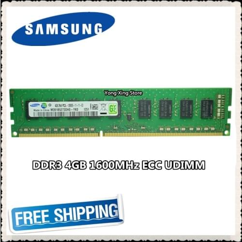 Samsung DDR3 4GB server memory 1600MHz Pure ECC UDIMM workstation 2RX8 PC3L-12800E RAM 12800 Unbuffered