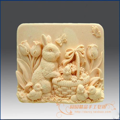 Rabbit Silicone Soap mold DIY Carft 3d soap molds S038