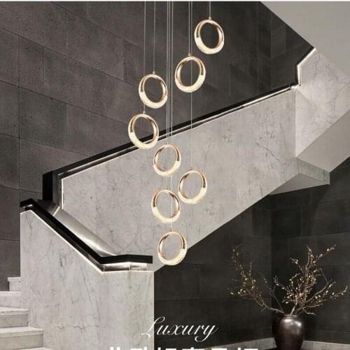 Nordic fish line round gold plated small chandelier kitchen minimalist bedroom bedside lamp dining room rope lamp