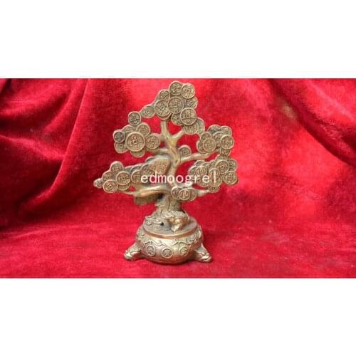 Old QingDyansty copper Money tree statue,Lucky auspicious,Made a fortune,best collection&adornment,free shipping
