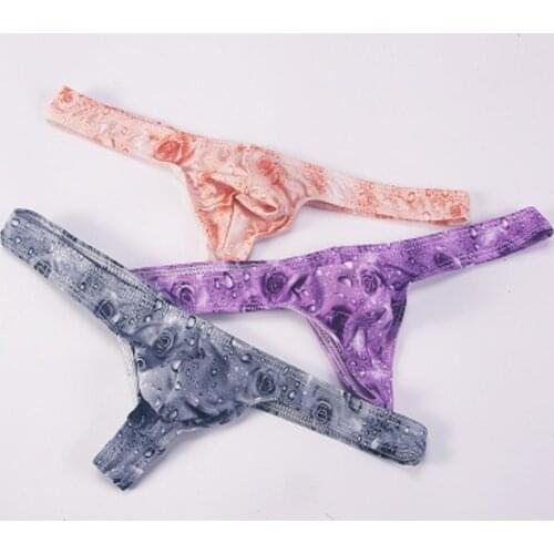 Mens Comfort Pouch Rose Thong Underwear Tanga Hombre T-back Jockstrap Gay Low Waist Breathable Sexy Taste Personalized G-string