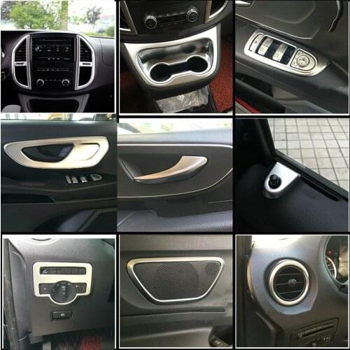 Interior Dashboard AC Outlet Overlay Door Audio Handle Cup Holder Cover Panel For Mercedes Benz Vito 2014 - 2018