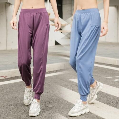 Women Student Loose Running Pants Loose Breathable with Pocket Outdoor Sports Fitness Wear Train Workout Trousers Elastic Soft