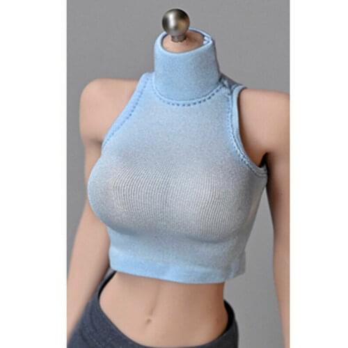 1/6th Blue Short Trendy Skinny T-shirt Bottoming Vest Model for 12"Tbl Ph Female