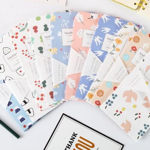 10pcs Letter Cartoon Plant Hand-painted Swallow Southern Spring Series Student Stationery Kawaii Message Greeting Card Envelope