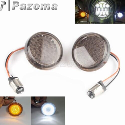 2pcs 2Inch Bullet 1157 Turn LED Light Plug In Signal Lamp White Daytime Runing Light For Harley Touring Softails Dyna Sportster