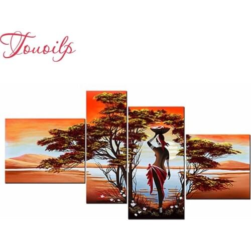 2020 Diamond Embroidery 5D DIY Diamond Painting 4PCS African amorous feelings 3d Diamond Painting Cross Stitch Rhinestone Mosaic