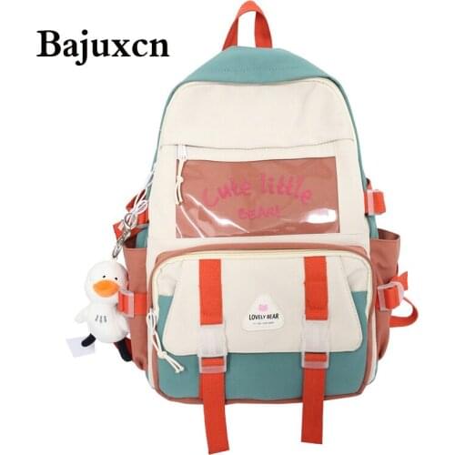 2021Splicing Backpack Women Waterproof Candy Colors Backpacks Fancy High School Bags for Teenage Girl Cute Travel Rucksack