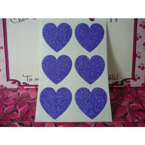 3.8cm Glitter Royal Blue Heart Stickers