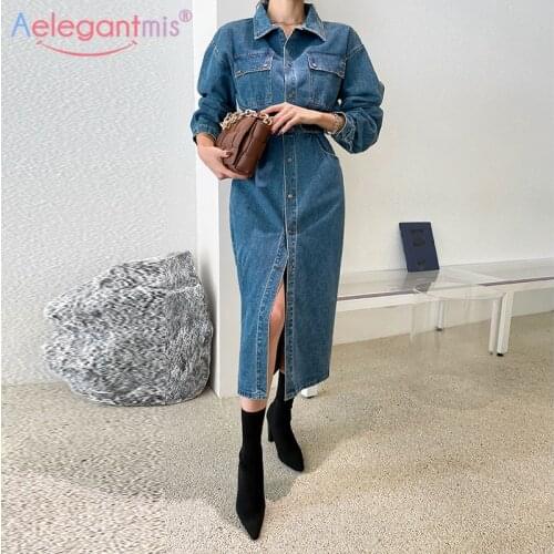 Модные джинсовые платья Aelegantmis China At AliExpress