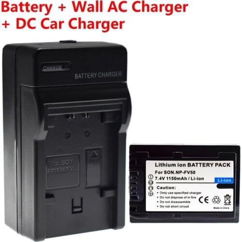 1150mAH NP-FV50 Battery + Home&Car Charger for SONY HandyCam DCR-SX85 DCR-SR88 HDR-CX760