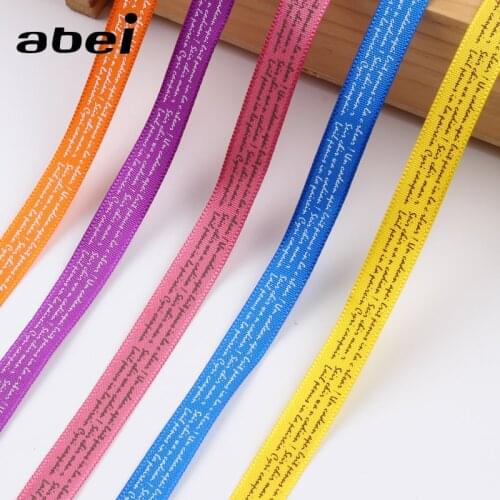 10mm 10Yards English Letter Printing Satin Ribbon Cake Gift Box Wedding Party Decoration DIY Bows Jewelry Sewing Lace Ribbon