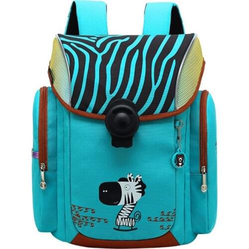 Automatic magnetic buckle School Backpack for girl Boy Orthopedic Backpack Brand Childrens School Bag waterproof Cartoon zebra