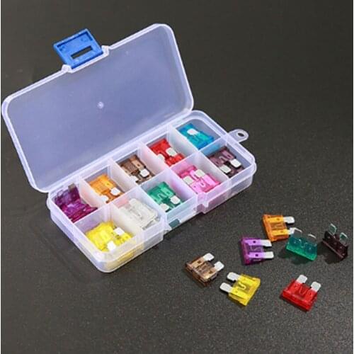 Auto Car Fuse Box 50PCS 2A 3A 5A 7.5A 10A 15A 20A 25A 30A 35A Amp with Box Clip Assortment Auto Blade Type Fuse Set Truck medium
