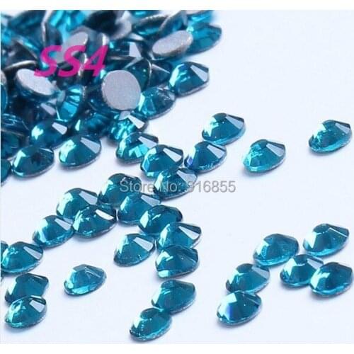Free shipping 1440pcs SS4 (1.5-1.7mm) Blue Zircon Rhinestones for Nail Art,Flat Back Non Hotfix Glue on Nail Art Rhinestones DIY