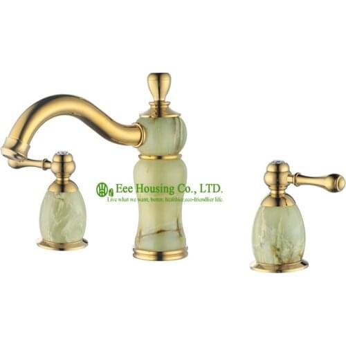 Free Shipping brass three-hole basin mixer,basin faucet,zirconium gold and bowlder finished,bathroom accessories