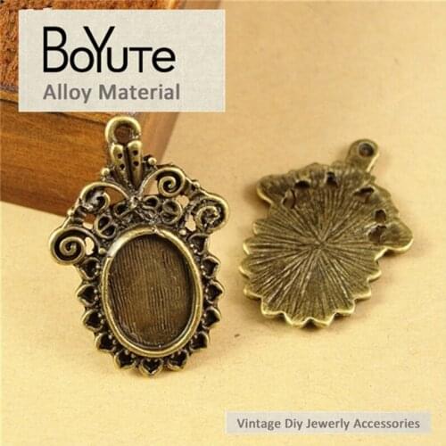 BoYuTe (40 Pieces/Lot) 14*10MM Cabochon Base Antique Bronze Plated Zinc Alloy Base Blank Diy Pendants for Jewelry Accessories