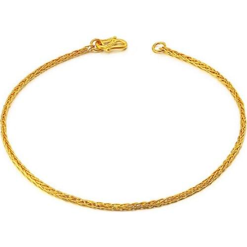 Pure 24K Yellow Gold Wheat Chain Bracelet 2.11g