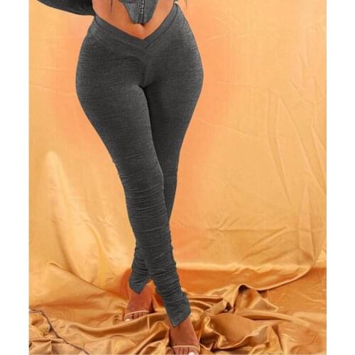 Pants Women Clothing Autumn Stacked Leggings Casual Fashion Folds Split Flared Sweatpants Club Streetwear Y2k Wholesale Items