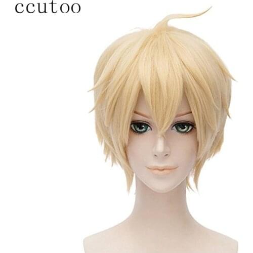 Ccutoo 12" Blonde Short Shaggy Layered Fluffy Synthetic Hair Party Cosplay Costume Wigs Seraph of the End Mikaela Hyakuya