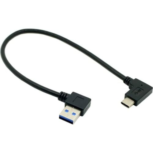CYSM 0.3M Reversible USB 3.1 USB-C Angled to Left Angled 90 Degree A Male Data Cable for Tablet & Mobile Phone