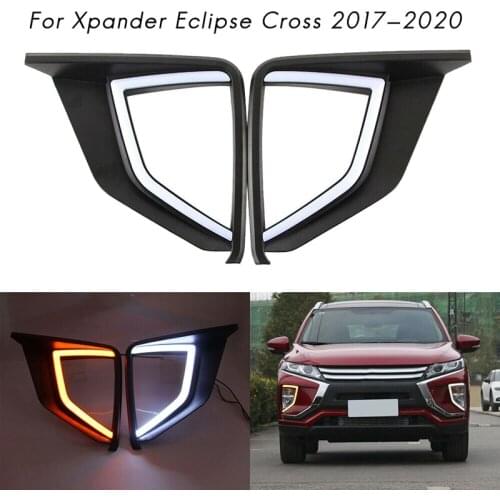 For Mitsubishi Xpander Eclipse Cross 2017-2020 LED DRL Daytime Running Light with Turn Signal Fog Lights Driving Lamp