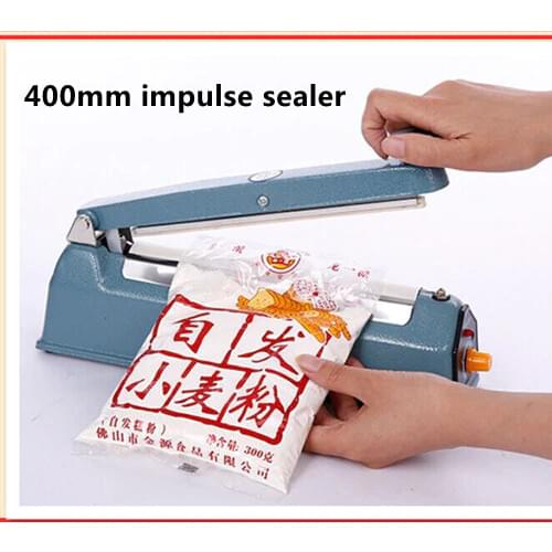 16" 220V 400mm Plastic body impulse sealer Plastic Bag Closer Hand pressure PP PE Sealer plastic film manual packing machine
