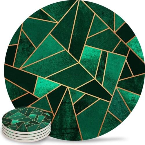 Emerald and Copper Placemats for Table Kitchen Coffee Table Decor Accessories Ceramic Coasters