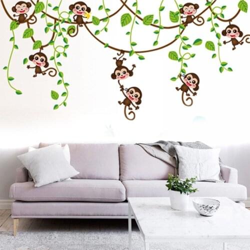 JX-LCLYL Monkey Jungle Tree Wall Stickers Mural Decal Paper Art Decor Nursery Playroom