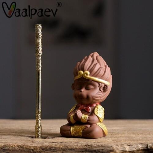 Pottery Tea Pet Monkey King Statue China Sun Wukong Figure Animal Gift to Son Toys Anime Box Feng Shui Table Action Figurines