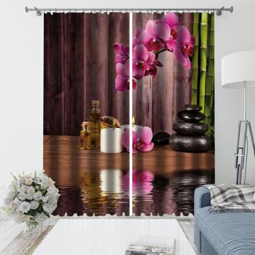 Beautiful Photo Fashion Customized 3D Curtains green bamboo stone curtains modern living room curtains