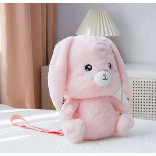 Creative New Cute Rabbit Plush Backpack Cartoon Plush Toys Double Shoulder Backpack Childrens Schoolbag Bunny School Bag
