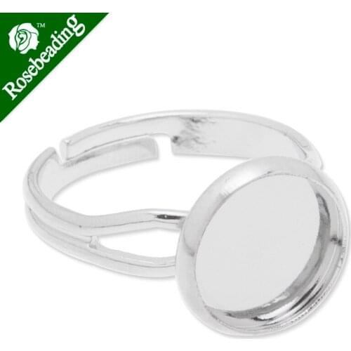 10mm Round Adjustable Imitation Rhodium plated Ring Setting,ring blanks,fit 10mm glass,Sold 50pcs/lot-C3660