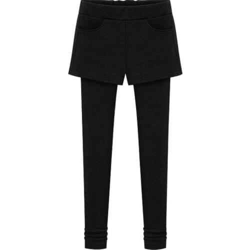 Thick Velvet Leggings Women High Waist Black Gray Fleece Pants Casual Large Size 5XL 6xl Fake Two Short + Long Trousers