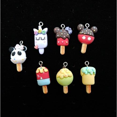 Kawaii Ice Cream Charms Pendants Resin flat back cabochon for jewelry making bracelets necklace earrings Accessories