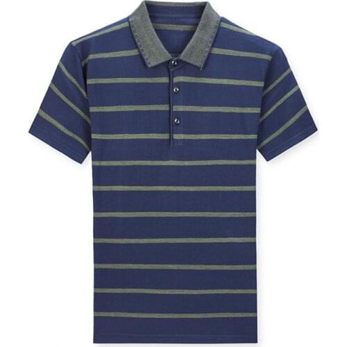 80%HOT Men Shirt Short Sleeve Lapel Striped Pattern Polyester Fiber Button Blouse for Daily Wear