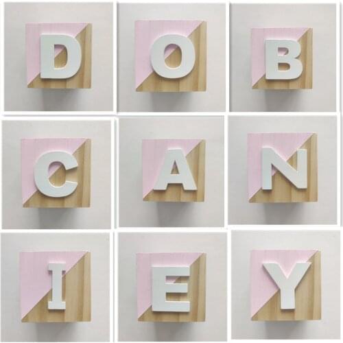 Nordic Pink Alphabet Number Blocks Set Kids Wooden Letter Building Blocks Craft Early Learning Educational Toys Baby Room Decor