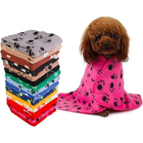 140*100cm Large Dog Blanket Pet Paw Print Blanket Cat Mat Nest Warm Winter wWarm Cushion Blanket Kennel Strong Water Absorption