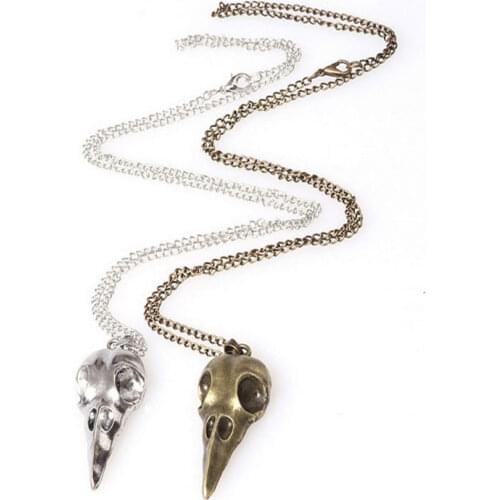 Wholesale 10pc/lot Vintage Punk Stereo Crow Skull Pendant Necklace Halloween Ornaments For Men Women Kids Party Jewelry